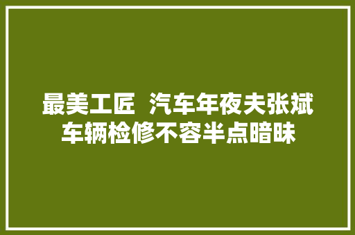 最美工匠  汽车年夜夫张斌车辆检修不容半点暗昧