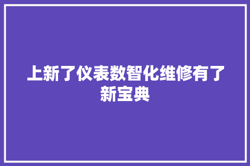 上新了仪表数智化维修有了新宝典