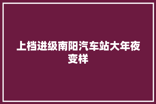上档进级南阳汽车站大年夜变样
