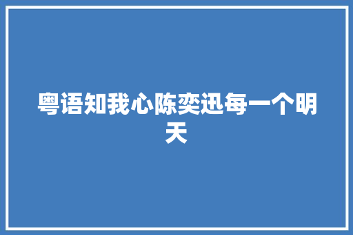粤语知我心陈奕迅每一个明天