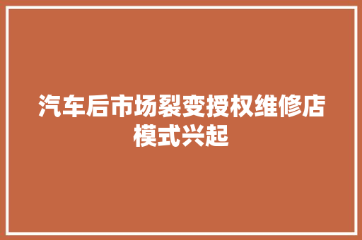 汽车后市场裂变授权维修店模式兴起