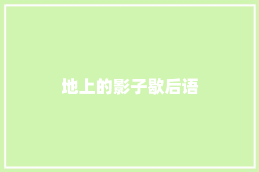 地上的影子歇后语