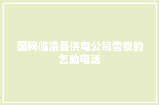 国网临澧县供电公司雪夜的乞助电话