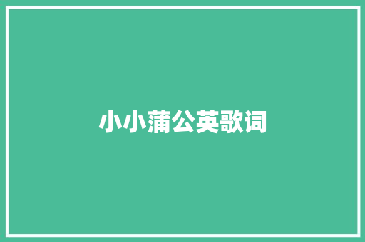 小小蒲公英歌词