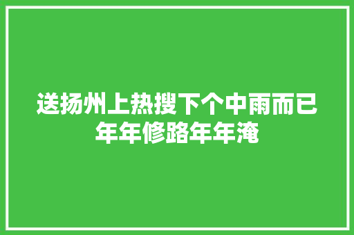 送扬州上热搜下个中雨而已年年修路年年淹