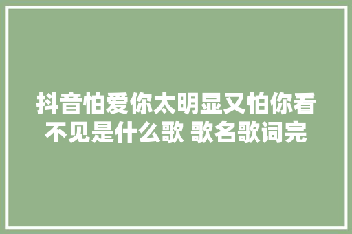 抖音怕爱你太明显又怕你看不见是什么歌 歌名歌词完整版