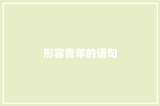 形容青年的语句 知识百科