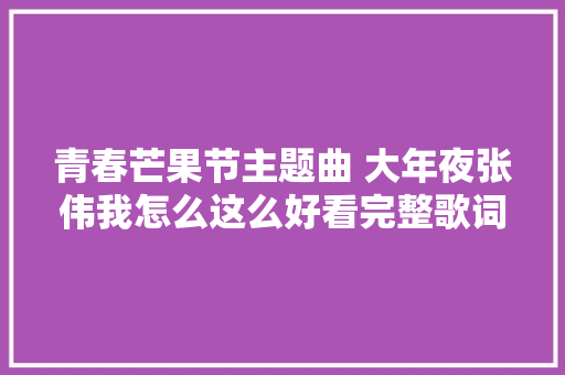 青春芒果节主题曲 大年夜张伟我怎么这么好看完整歌词介绍