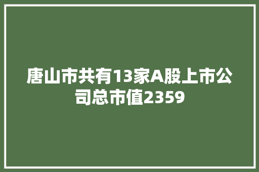 唐山市共有13家A股上市公司总市值2359