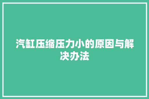汽缸压缩压力小的原因与解决办法