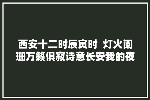 西安十二时辰寅时  灯火阑珊万籁俱寂诗意长安我的夜