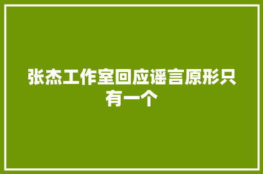 张杰工作室回应谣言原形只有一个