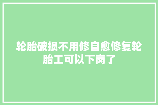 轮胎破损不用修自愈修复轮胎工可以下岗了