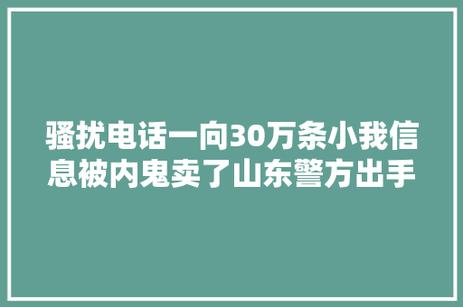 骚扰电话一向30万条小我信息被内鬼卖了山东警方出手