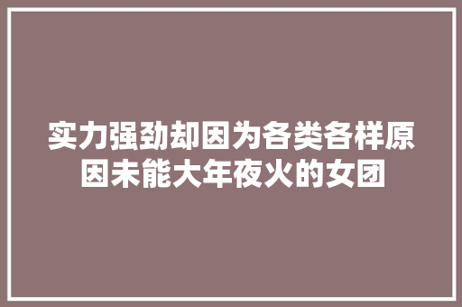 实力强劲却因为各类各样原因未能大年夜火的女团