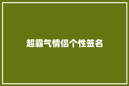 超霸气情侣个性签名