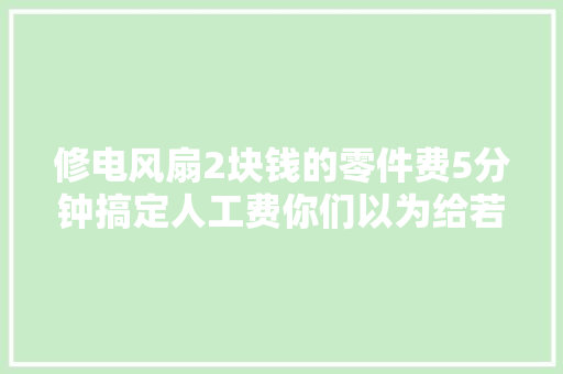 修电风扇2块钱的零件费5分钟搞定人工费你们以为给若干合适 汽车知识