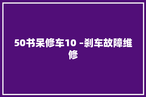 50书呆修车10 –刹车故障维修