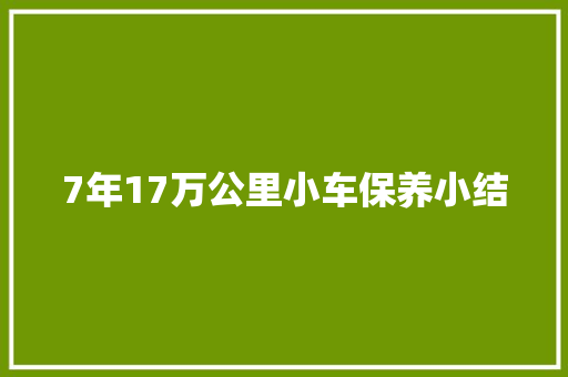 7年17万公里小车保养小结