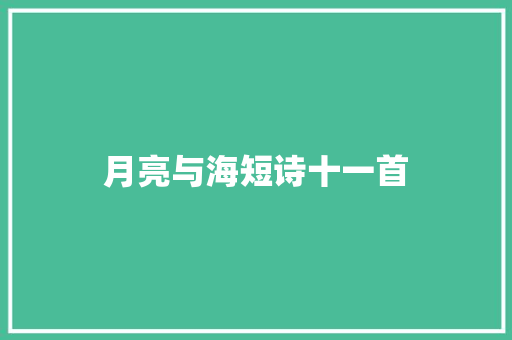 月亮与海短诗十一首 休闲娱乐