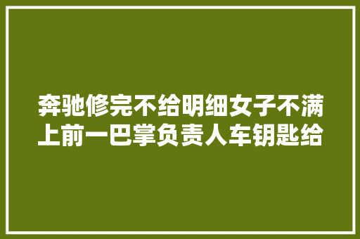 奔驰修完不给明细女子不满上前一巴掌负责人车钥匙给我拔了