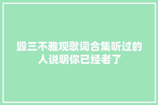毁三不雅观歌词合集听过的人说明你已经老了