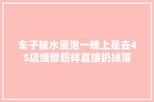 车子被水浸泡一晚上是去4S店维修照样直接扔掉落