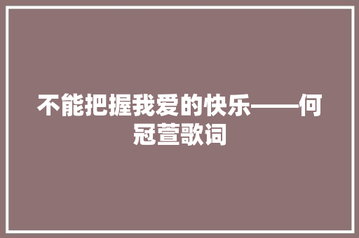 不能把握我爱的快乐――何冠萱歌词