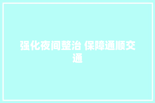 强化夜间整治 保障通顺交通