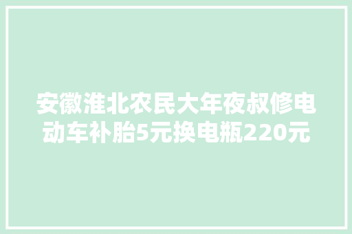 安徽淮北农民大年夜叔修电动车补胎5元换电瓶220元年收入6万元