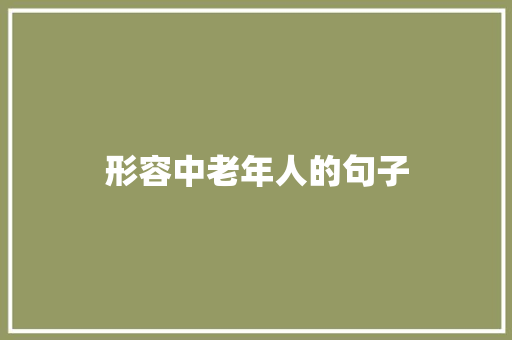 形容中老年人的句子
