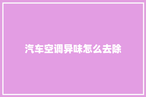汽车空调异味怎么去除