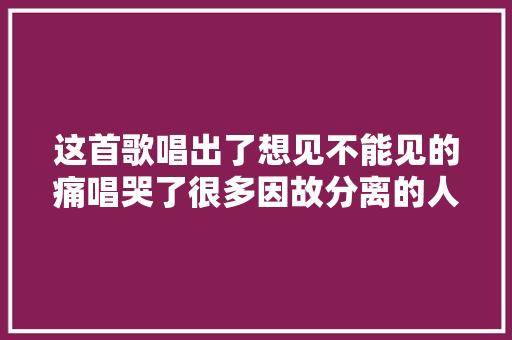 这首歌唱出了想见不能见的痛唱哭了很多因故分离的人