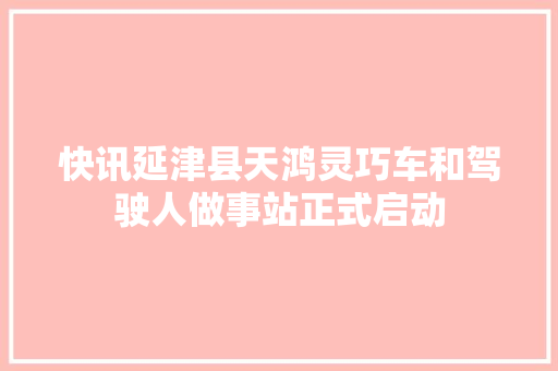 快讯延津县天鸿灵巧车和驾驶人做事站正式启动