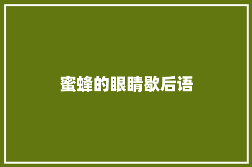 蜜蜂的眼睛歇后语