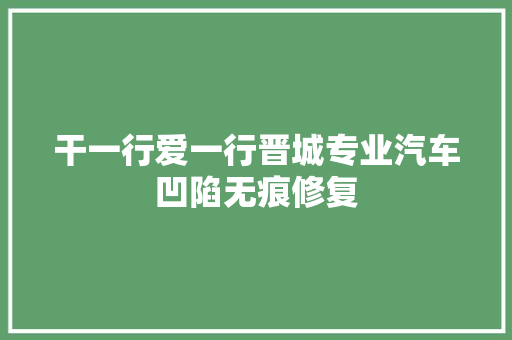干一行爱一行晋城专业汽车凹陷无痕修复
