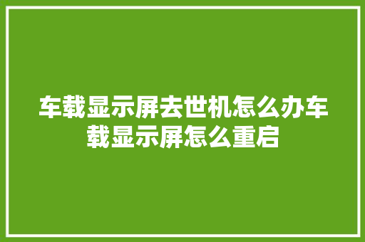 车载显示屏去世机怎么办车载显示屏怎么重启