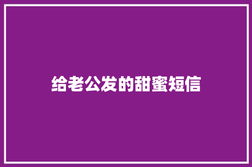 给老公发的甜蜜短信