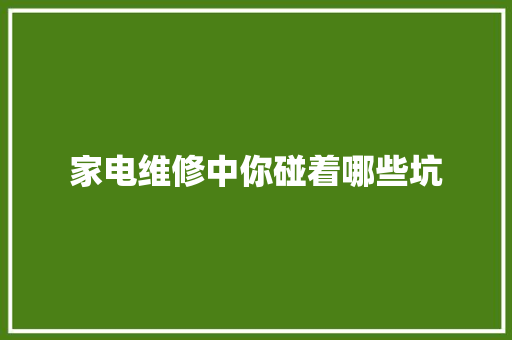 家电维修中你碰着哪些坑