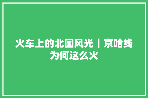 火车上的北国风光｜京哈线为何这么火