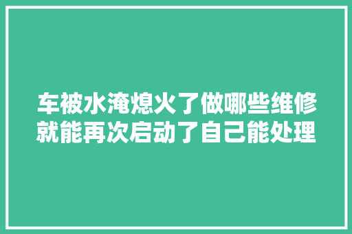 车被水淹熄火了做哪些维修就能再次启动了自己能处理吗