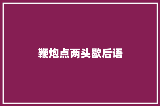 鞭炮点两头歇后语