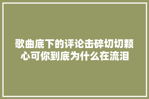 歌曲底下的评论击碎切切颗心可你到底为什么在流泪
