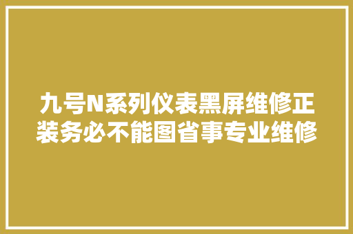 九号N系列仪表黑屏维修正装务必不能图省事专业维修