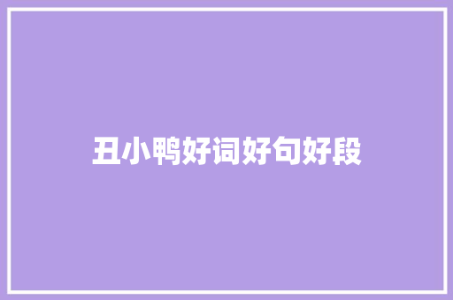 丑小鸭好词好句好段