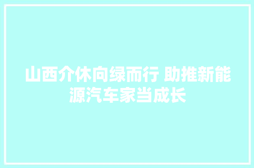 山西介休向绿而行 助推新能源汽车家当成长