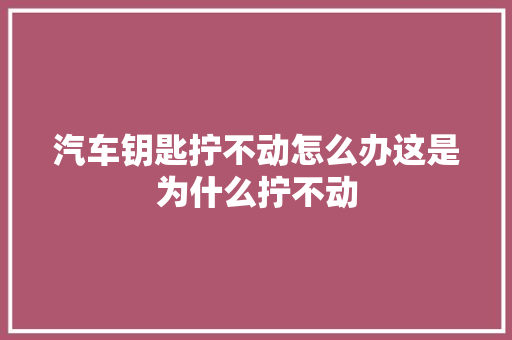 汽车钥匙拧不动怎么办这是为什么拧不动