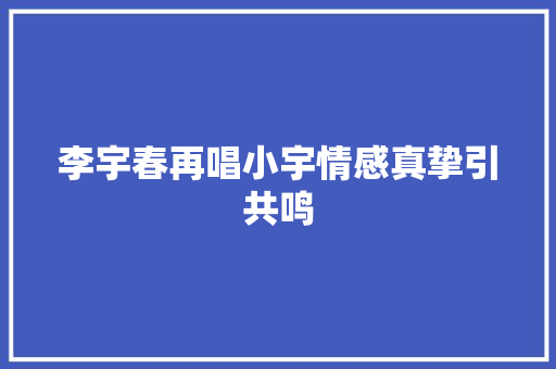 李宇春再唱小宇情感真挚引共鸣