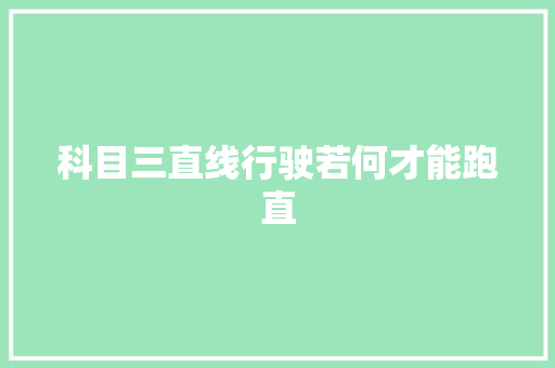 科目三直线行驶若何才能跑直