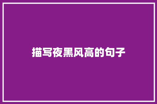 描写夜黑风高的句子